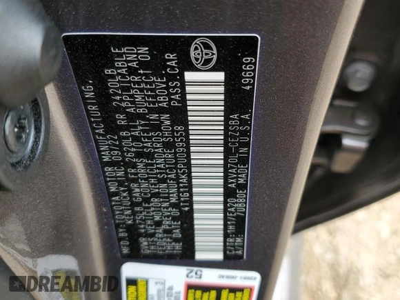 2023 Toyota Camry SE with VIN 4T1G11AK5PU099558, listed as a Copart auction lot 46894195 with 34,680 mi miles and Salvage Title. Bid and sale history available at DreamBid. Image 14.