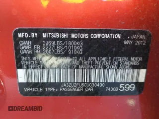 2012 Mitsubishi Lancer ES with VIN JA32U2FU6CU030490, listed as a Copart auction lot 81309004 with 65,031 mi miles and Salvage Title. Bid and sale history available at DreamBid. Image 12.
