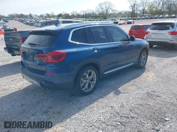 2020 BMW X3 xDrive30i with VIN 5UXTY5C02L9D58605, listed as a IAAI auction lot 41939854 with 22,361 mi miles and . Bid and sale history available at DreamBid. Image 4.