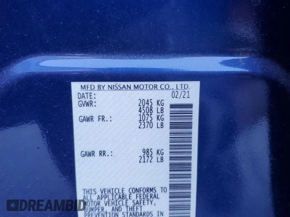 2021 Nissan LEAF SV with VIN 1N4AZ1CVXMC552736, listed as a Copart auction lot 63552015 with 54,660 mi miles and Clean title. Bid and sale history available at DreamBid. Image 12.