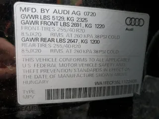 2020 Audi Q3 S line Prestige with VIN WA1FECF35L1122408, listed as a Copart auction lot 82124404 with 29,350 mi miles and Salvage Title. Bid and sale history available at carsss.com. Image 13.