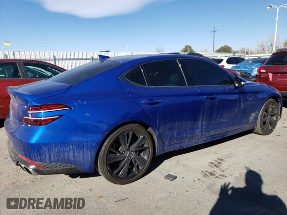 2023 Genesis G70 2.0T with VIN KMTG34TA6PU113019, listed as a Copart auction lot 81570454 with 15,421 mi miles and Salvage Title. Bid and sale history available at DreamBid. Image 3.