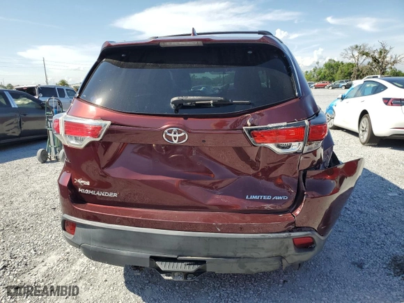 2015 Toyota Highlander Limited with VIN 5TDDKRFH4FS096900, listed as a Copart auction lot 51293595 with 171,517 mi miles and Salvage Title. Bid and sale history available at carsss.com. Image 6.