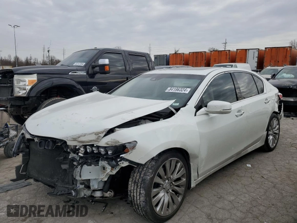 2015 Acura RLX Tech Pkg with VIN JH4KC1F54FC000596, listed as a Copart auction lot 84196324 with 0 mi miles and Salvage Title. Bid and sale history available at carsss.com. Image 1.