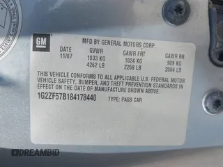 2008 Pontiac G6 1SV Value Leader z VIN 1G2ZF57B184178440, wystawiony jako IAAI lot #42068407 z przebiegiem 211 306 mil mil oraz . Historia ofert i sprzedaży dostępna na DreamBid. Obrazek 9.