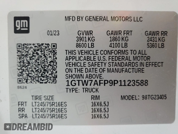 2023 GMC Savana Cargo z VIN 1GTW7AFP9P1123588, wystawiony jako Copart lot #47600395 z przebiegiem 32 157 mil mil oraz Czysty tytuł • Clean title. Historia ofert i sprzedaży dostępna na DreamBid. Obrazek 14.