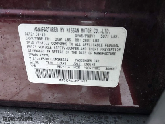 2016 Infiniti QX50 with VIN JN1BJ0RR3GM266464, listed as a IAAI auction lot 41668931 with NaN miles. Bid and sale history available at carsss.com. Image 9.