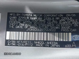 2007 Toyota Prius z VIN JTDKB20U277563022, wystawiony jako IAAI lot #42551498 z przebiegiem 228 017 mil mil oraz . Historia ofert i sprzedaży dostępna na DreamBid. Obrazek 9.
