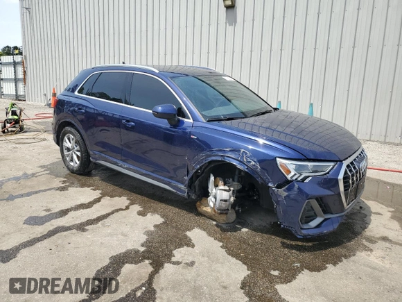 2022 Audi Q3 S line Premium Plus with VIN WA1EECF31N1080897, listed as a Copart auction lot 57252625 with 24,338 mi miles and Salvage title. Bid and sale history available at DreamBid. Image 4.