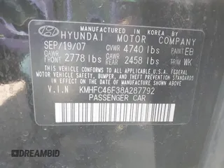 2008 Hyundai Azera Limited z VIN KMHFC46F38A287792, wystawiony jako IAAI lot #42397354 z przebiegiem 101 209 mil mil oraz . Historia ofert i sprzedaży dostępna na DreamBid. Obrazek 9.