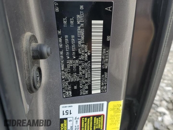 2017 Toyota Sienna XLE with VIN 5TDDZ3DC8HS179474, listed as a Copart auction lot 61262095 with Not provided miles and Salvage title. Bid and sale history available at DreamBid. Image 13.