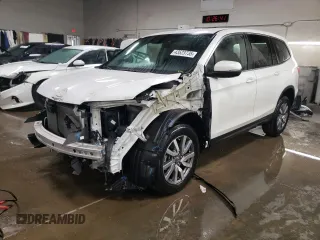 2022 Honda Pilot EX-L with VIN 5FNYF6H53NB097837, listed as a Copart auction lot 43523735 with 21,339 mi miles and Salvage Title. Bid and sale history available at carsss.com. Image 1.