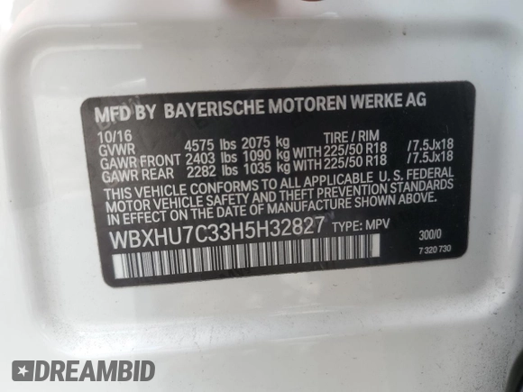 2017 BMW X1 sDrive28i with VIN WBXHU7C33H5H32827, listed as a Copart auction lot 50348265 with 117,412 mi miles and Salvage Title. Bid and sale history available at carsss.com. Image 16.