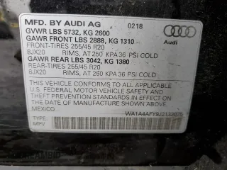 2018 Audi SQ5 Premium Plus with VIN WA1A4AFY9J2133075, listed as a Copart auction lot 48996535 with 0 mi miles and Salvage Title. Bid and sale history available at carsss.com. Image 12.
