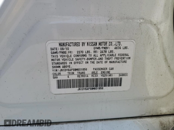 2011 Infiniti G25 Journey z VIN JN1DV6AP5BM601856, wystawiony jako Copart lot #56175945 z przebiegiem 263 344 mil mil oraz Szkoda całkowita • Salvage title. Historia ofert i sprzedaży dostępna na DreamBid. Obrazek 12.