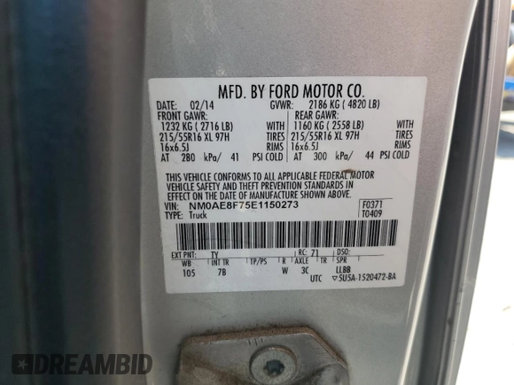 2014 Ford Transit Connect XLT z VIN NM0AE8F75E1150273, wystawiony jako Copart lot #59010195 z przebiegiem 173 295 mil mil oraz Czysty tytuł • Clean title. Historia ofert i sprzedaży dostępna na DreamBid. Obrazek 13.
