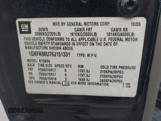 2006 GMC Yukon XL with VIN 1GKFK66U76J151331, listed as a IAAI auction lot 42300777 with 187,628 mi miles and . Bid and sale history available at DreamBid. Image 9.