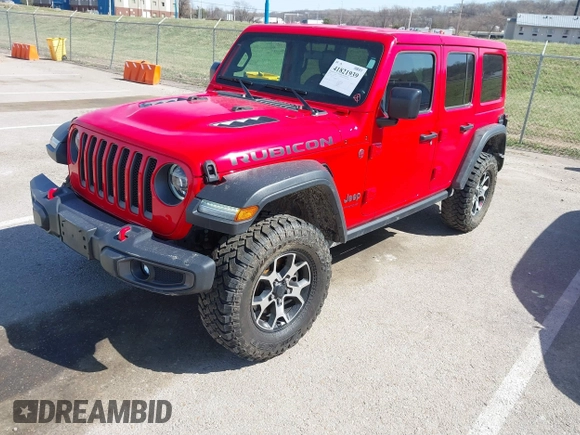 2020 Jeep Wrangler Unlimited Rubicon with VIN 1C4HJXFG3LW186387, listed as a IAAI auction lot 41821939 with 45,691 mi miles and . Bid and sale history available at DreamBid. Image 18.