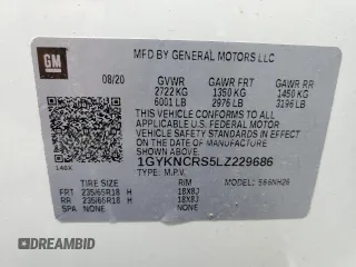 2020 Cadillac XT5 Premium Luxury FWD with VIN 1GYKNCRS5LZ229686, listed as a Copart auction lot 57391915 with 54,491 mi miles and Salvage title. Bid and sale history available at DreamBid. Image 13.