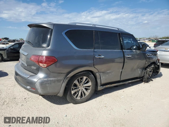 2016 Infiniti QX80 with VIN JN8AZ2NF5G9613678, listed as a Copart auction lot 70924094 with Not Provided miles and Salvage Title. Bid and sale history available at carsss.com. Image 3.
