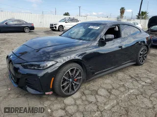 2023 BMW i4 eDrive40 with VIN WBY73AW08PFR44945, listed as a Copart auction lot 43784585 with 20,673 mi miles and Salvage Title. Bid and sale history available at carsss.com. Image 1.
