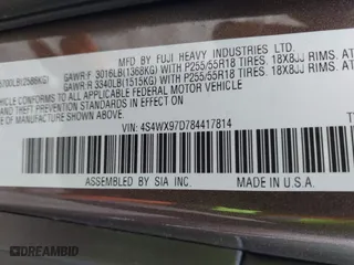 2008 Subaru Tribeca (Natl) 7-Pass Ltd with VIN 4S4WX97D784417814, listed as a IAAI auction lot 41615340 with 281,939 mi miles. Bid and sale history available at carsss.com. Image 9.