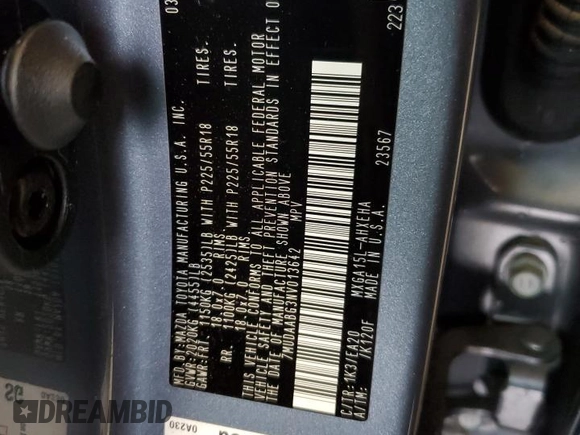 2022 Toyota Corolla Cross XLE z VIN 7MUDAABG3NV013642, wystawiony jako Copart lot #55118555 z przebiegiem 22 575 mil mil oraz Szkoda całkowita • Salvage title. Historia ofert i sprzedaży dostępna na DreamBid. Obrazek 13.