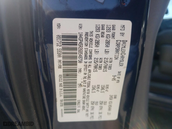 2006 Chrysler Town & Country SWB with VIN 1A4GP45R26B548730, listed as a Copart auction lot 77096574 with 178,706 mi miles and Salvage Title. Bid and sale history available at carsss.com. Image 13.
