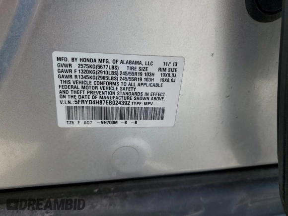 2014 Acura MDX Advance with VIN 5FRYD4H87EB024392, listed as a Copart auction lot 50123185 with 107,802 mi miles and Salvage Title. Bid and sale history available at DreamBid. Image 12.