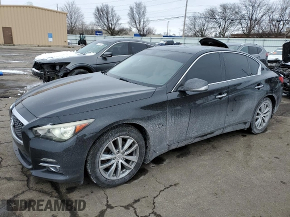 2017 Infiniti Q50 3.0t Sport with VIN JN1EV7AR5HM833409, listed as a Copart auction lot 46277465 with 58,628 mi miles and Salvage Title. Bid and sale history available at carsss.com. Image 1.