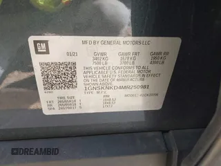 2021 Chevrolet Tahoe LT z VIN 1GNSKNKD4MR250981, wystawiony jako IAAI lot #42092550 z przebiegiem 89 414 mil mil oraz . Historia ofert i sprzedaży dostępna na DreamBid. Obrazek 9.