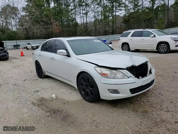 2009 Hyundai Genesis with VIN KMHGC46F19U040419, listed as a Copart auction lot 43872275 with 199,077 mi miles and Salvage Title. Bid and sale history available at carsss.com. Image 10.