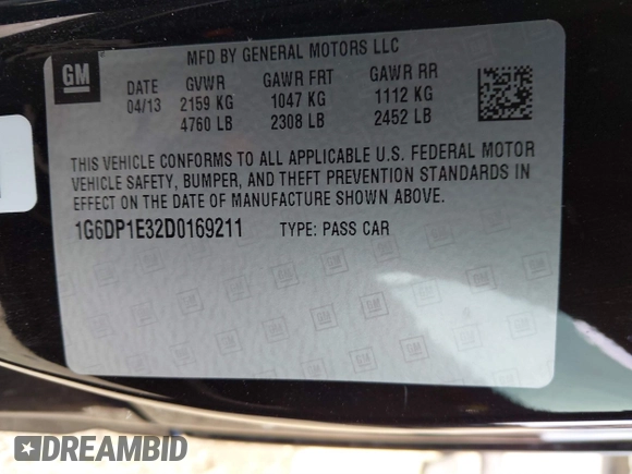 2013 Cadillac CTS Coupe Premium with VIN 1G6DP1E32D0169211, listed as a IAAI auction lot 41818791 with 41,984 mi miles. Bid and sale history available at carsss.com. Image 9.