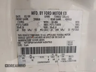 2009 Ford F-150 XL with VIN 1FTPW14V69FA59783, listed as a IAAI auction lot 42076897 with 133,087 mi miles and . Bid and sale history available at DreamBid. Image 9.