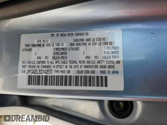 2012 Mazda 5 Grand Touring with VIN JM1CW2DL3C0142570, listed as a Copart auction lot 51319295 with 112,662 mi miles and Salvage Title. Bid and sale history available at carsss.com. Image 14.