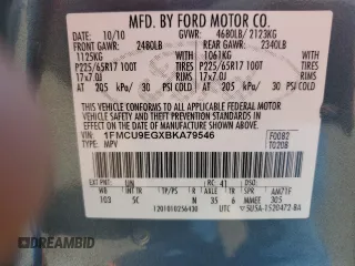 2011 Ford Escape Limited с VIN 1FMCU9EGXBKA79546, выставлен на аукционе Copart как лот 62774865 с пробегом 180 649 миль миль и Списание • Salvage title. История ставок и продаж доступна на DreamBid. Изображение 13.