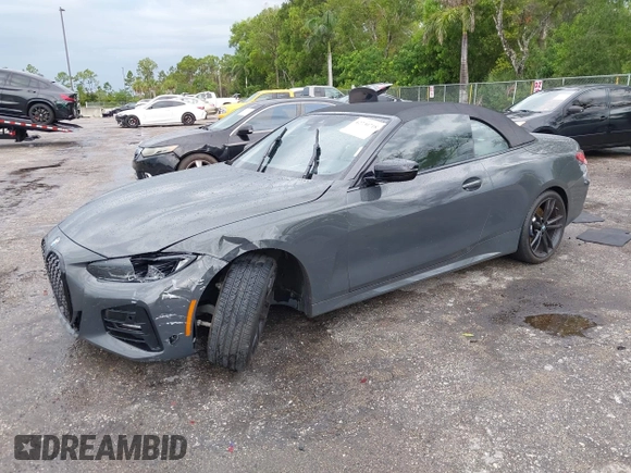 2023 BMW 4 Series 430i with VIN WBA23AT03PCL21070, listed as a IAAI auction lot 42730718 with 19,859 mi miles and . Bid and sale history available at DreamBid. Image 2.