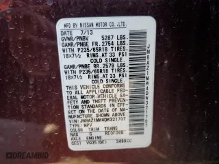 2013 Nissan Murano S with VIN JN8AZ1MW4DW321707, listed as a Copart auction lot 84372244 with 89,674 mi miles and Salvage Title. Bid and sale history available at carsss.com. Image 14.