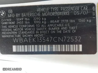 2007 BMW 6 Series 650i with VIN WBAEK13547CN72532, listed as a IAAI auction lot 41893048 with 54,637 mi miles. Bid and sale history available at carsss.com. Image 8.