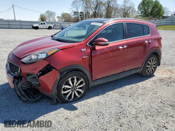 2017 Kia Sportage EX with VIN KNDPNCAC8H7215672, listed as a Copart auction lot 50593845 with 96,665 mi miles and Salvage title. Bid and sale history available at DreamBid. Image 1.
