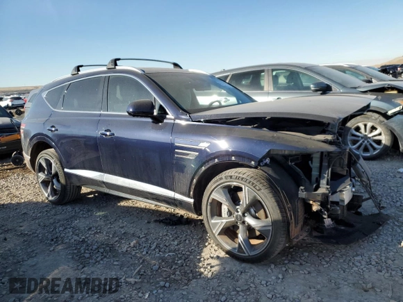 2025 Genesis GV80 Prestige with VIN KMUHEESC7SU228496, listed as a Copart auction lot 42174575 with 4,375 mi miles and Salvage Title. Bid and sale history available at DreamBid. Image 4.