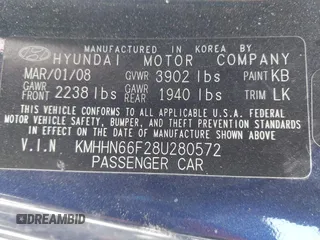 2008 Hyundai Tiburon GT z VIN KMHHN66F28U280572, wystawiony jako IAAI lot #41824507 z przebiegiem 189 851 mil mil oraz . Historia ofert i sprzedaży dostępna na DreamBid. Obrazek 9.