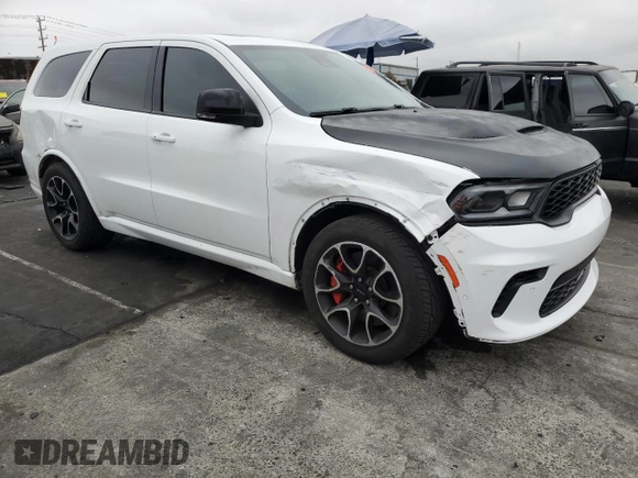 2021 Dodge Durango SRT Hellcat with VIN 1C4SDJH97MC605837, listed as a Copart auction lot 76390414 with 35,876 mi miles and Salvage Title. Bid and sale history available at DreamBid. Image 4.