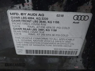2018 Audi Q3 Premium with VIN WA1ECCFS1JR027495, listed as a IAAI auction lot 41568539 with 91,100 mi miles. Bid and sale history available at carsss.com. Image 9.