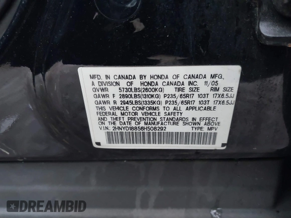 2006 Acura MDX Touring w/Navi with VIN 2HNYD18856H508292, listed as a IAAI auction lot 41542294 with 1 mi miles. Bid and sale history available at carsss.com. Image 9.
