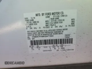 2019 Ford Explorer Limited z VIN 1FM5K7FH8KGA71944, wystawiony jako Copart lot #47575315 z przebiegiem 47 656 mil mil oraz Szkoda całkowita • Salvage title. Historia ofert i sprzedaży dostępna na DreamBid. Obrazek 14.