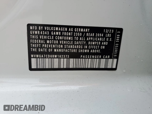 2024 Volkswagen Golf GTI S with VIN WVWGA7CD6RW162373, listed as a Copart auction lot 58492404 with 567 mi miles and Salvage Title. Bid and sale history available at carsss.com. Image 14.
