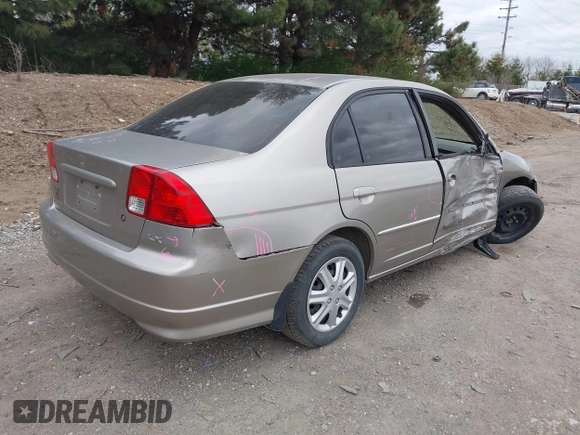 2004 Honda Civic LX with VIN 1HGES16504L006685, listed as a IAAI auction lot 42041190 with 172,355 mi miles and . Bid and sale history available at DreamBid. Image 4.
