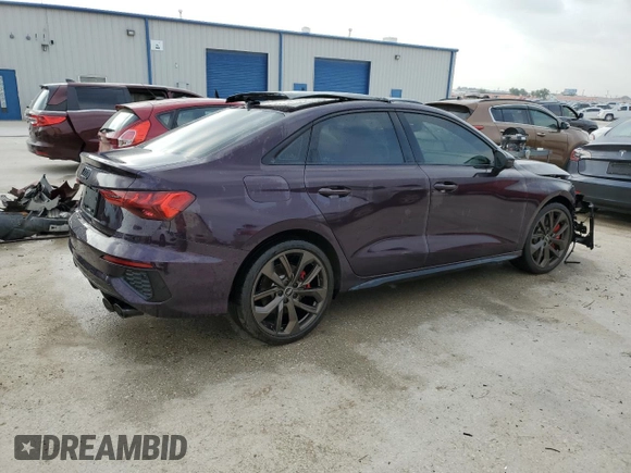 2023 Audi S3 Prestige z VIN WAUJ3DGYXPA054762, wystawiony jako Copart lot #55529074 z przebiegiem 13 684 mil mil oraz Szkody całkowita. Historia ofert i sprzedaży dostępna na DreamBid. Obrazek 3.
