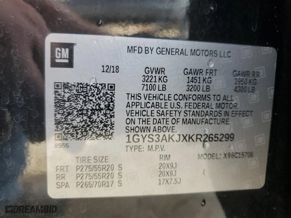 2019 Cadillac Escalade with VIN 1GYS3AKJXKR265299, listed as a Copart auction lot 86336404 with 142,040 mi miles and Salvage Title. Bid and sale history available at carsss.com. Image 14.